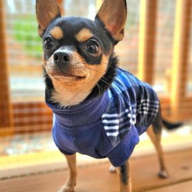 Fleece Dog Coat Blue Plaid (size: Size 24)