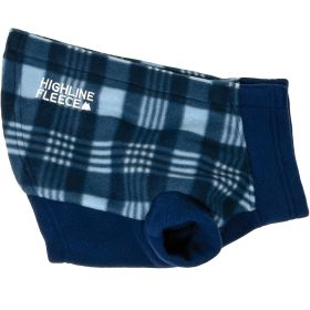 Fleece Dog Coat Blue Plaid (size: Size 28)