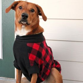 Dog Coat Plaid Red Black (size: Size 14LC)