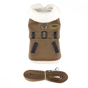 Dog Coat Brown Black (size: large)