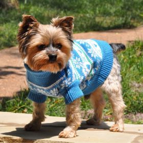 Dog Cable Knit Sweater Blue (size: large)