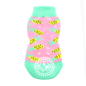 Non-Skid Dog Socks - Pineapple (size: large)