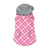 Plaid Dog Hoodie Pink White
