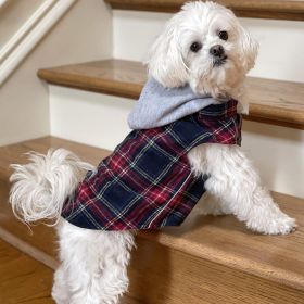 Dog Hoodie Red Black Flannel (size: large)