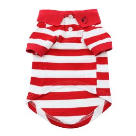 Polos Striped - Flame Scarlet Red & White (size: small)
